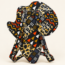 Ashiraf Africa-Shaped Backpack – Black & Gold African Print Unisex Bag