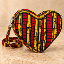 Diva Heart-Shaped African Print Crossbody Bag – Red &Yellow Kente Print