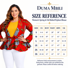 Duma Mbili African Print  Long Sleeved Peplum Red Blouse