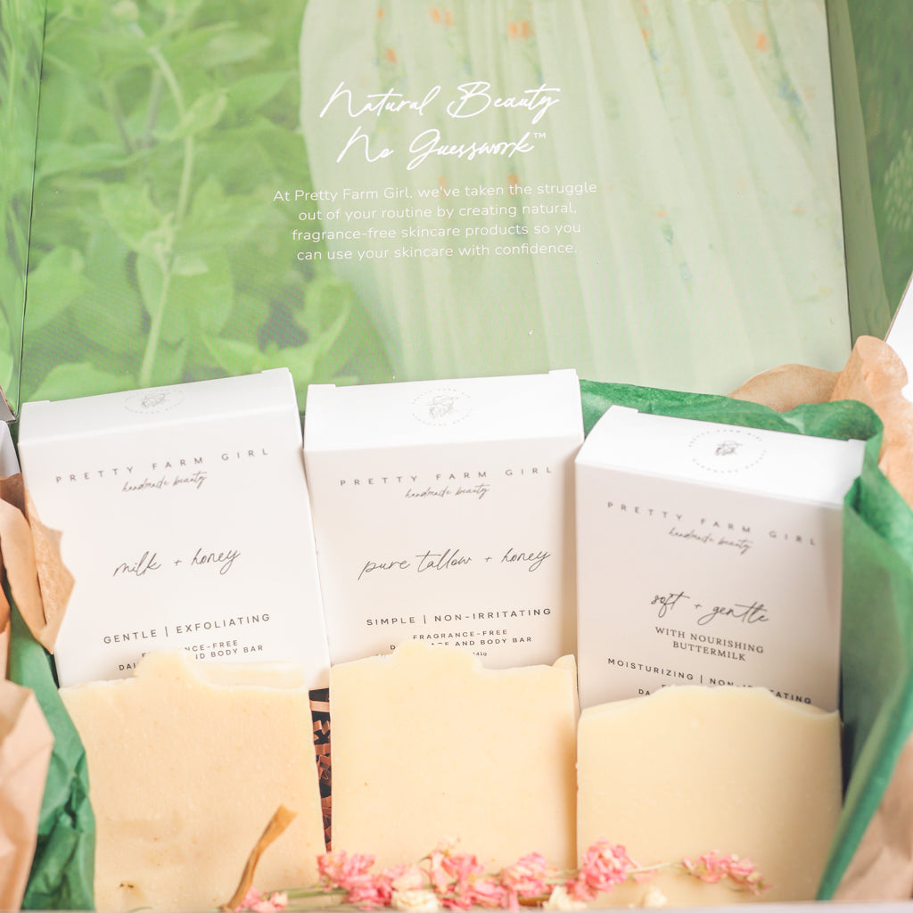 Fragrance Free Handmade Tallow + Goat Milk Soap Bar Trio