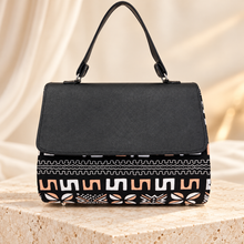 Hananie African Mudcloth Print Shoulder Handbag – Black