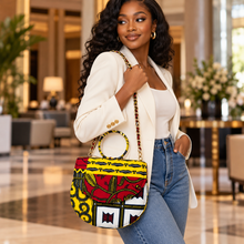 ZAI African Print Ankara Handbag with Gold Chai