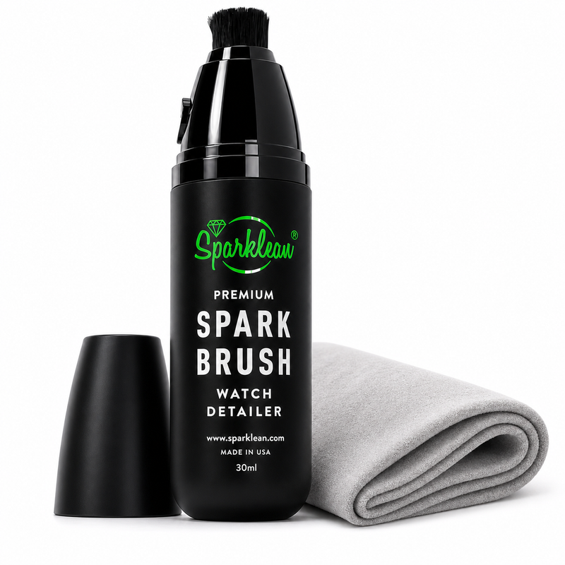SparkBrush™ by Sparklean® — Soft-Bristle Watch & Jewelry Cleaner + Microfiber Cloth