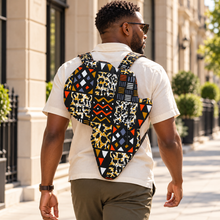Ashiraf Africa-Shaped Backpack – Black & Gold African Print Unisex Bag