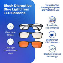 Versa Blue Light Blocking Glasses – with Interchangeable 50% and 99% Blocking Lenses