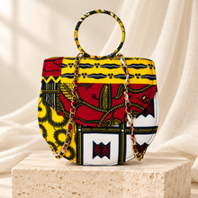 ZAI African Print Ankara Handbag with Gold Chai