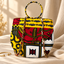 ZAI African Print Ankara Handbag with Gold Chai